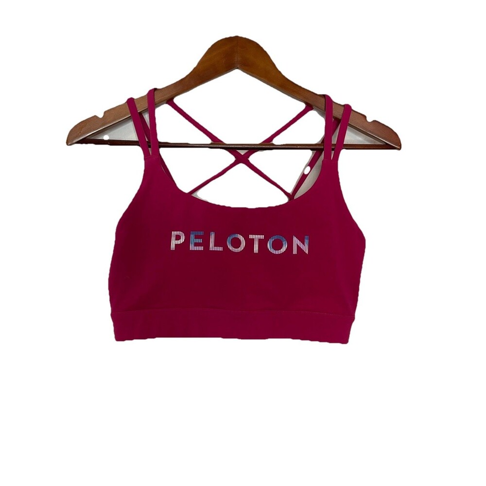 Peloton Women's Medium Magenta Strappy Logo Sports Bra